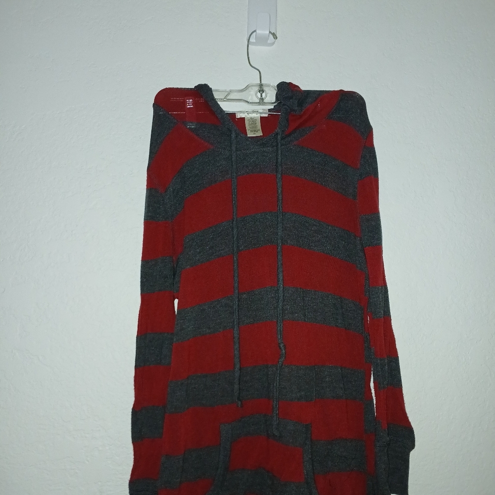 Timing, xl, red/gray womens hoodie.